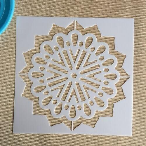 Mandala 1pc 15 * 15cm mold DIY home decoration drawing template laser cutting wall template painting tile tiles stencil