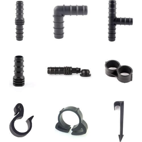 10pcs 16mm PE Pipe Connectors Garden Micro Drip Irrigation Pipe Hose Connector Gardening Watering System Joints Tee Elbow Plug