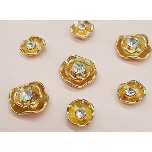 10 pcs/lot Alloy Creative Gold Pearls Rhinestone Buttons Ornaments Earrings Choker Hair DIY Jewelry Accessories Handmade