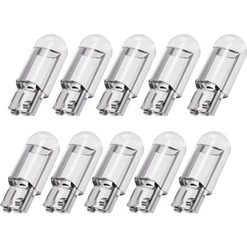 10Pcs/Lot LED T10 W5W COB Glass Car Light Bulb Auto License Plate Dome Read DRL Lamp Style 12V White Red Yellow Green Blue Pink