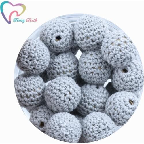 10 PCS Gray Dia 16-20 MM Round Knitting Cotton Crochet Wooden Beads Balls For DIY Decoration Baby Teether Jewelry Necklace Toy