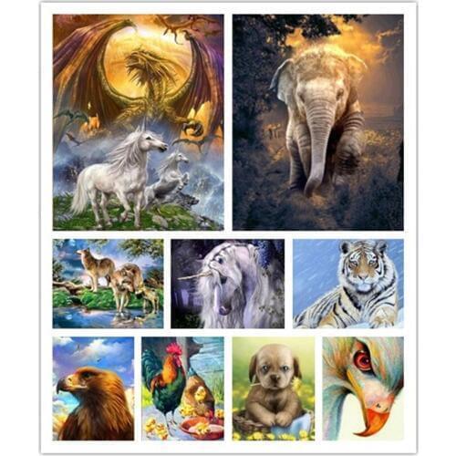 100% Full square DIY Unicorn elephant cock Diamond Painting Cross Stitch Diamond Embroidery Patterns rhinestones Diamond Mosaic