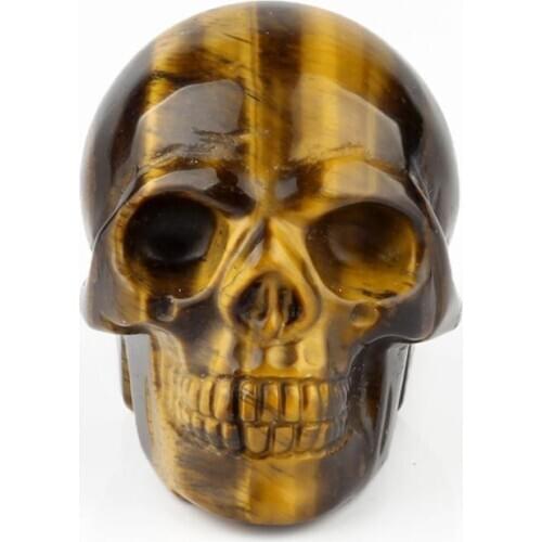 2.0"Skull Figurine Black Obsidian Fluorite Natural Opalite Stone Handcarved Reiki Crafts Home Fengshui Healing Crystal Ornaments