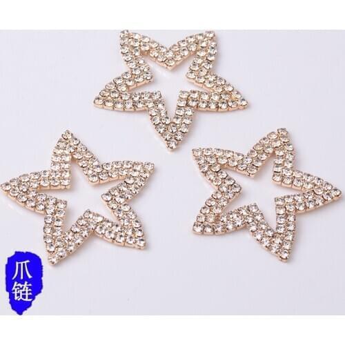20pcs gold Color Alloy Material rhinestone hollow star Charm pendant For Head DIY Wedding Handmade Jewelry Making