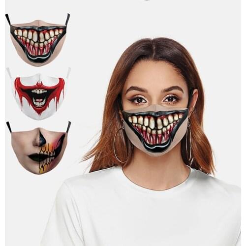 2021 Halloween Horror Thriller Mouth Masks Womens Men Adult Fashion Cospaly Face-Protection Breathable Cycling Spots Party Mask