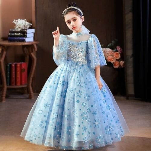 2021Summer Girls Dress Long Bridesmaid Kids Dresses For Girl Children Princess Dress Birthday Party Wedding Dress 3 10 12 Years