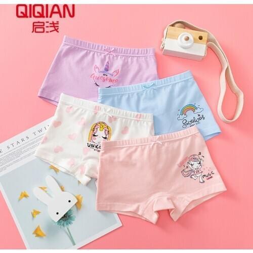 4 Pcs/lot Cotton Cartoon Rainbow Fairy Printing Child Boxer Briefs For Children Girl Panties Breathable Underpants