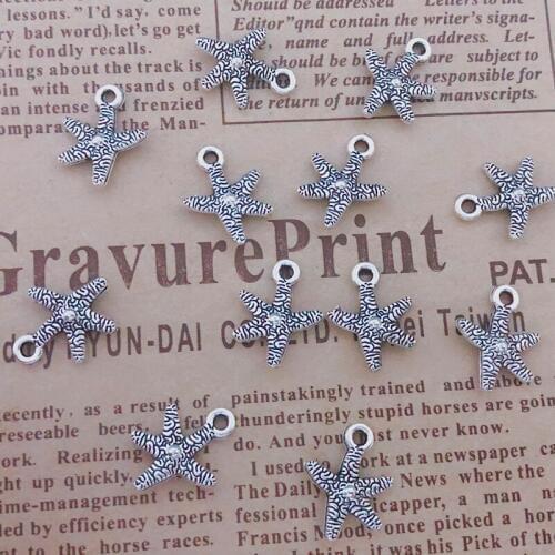 Wholesale 48pcs Charms starfish 15x12mm Tibetan Silver Plated Pendants Antique Jewelry Making DIY Handmade Craft