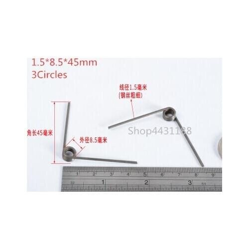 5Pcs/lot 1.5*8.5*45mm*3circles Spring Steel Small Torsion Spring Hardware DIY 90degree