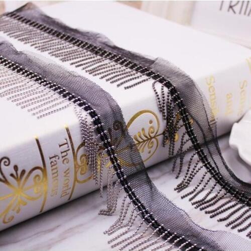 50Yards Beaded Chain Silver Gold Fringe Trimming Lace Ribbon Scrapbooking Applique Embellishment Sewing Renda For Wedding Dress