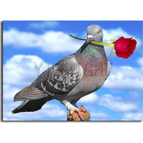 5D Diy Diamond Painting Bird Pigeon Full Round Diamond Embroidery Rose Full Square Diamond Mosaic Flower Cross Stitch