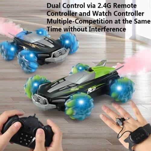 New Spray Lighting Stunt Remote Control Car Four-wheel Drive Cross-country Gesture Induction Remote Control Car Childrens Toys