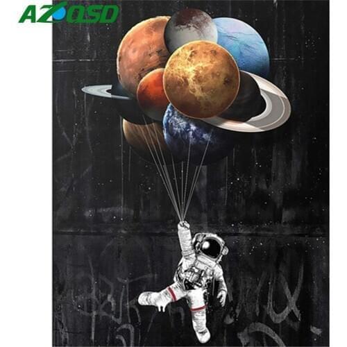 AZQSD Paint By Numbers Space Astronaut DIY Canvas Painting Kits Wall Art Oil Painting By Numbers Landscape Unique Gift