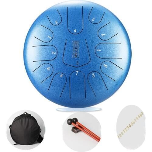 Steel Tongue Drum 12 Inch 13 Notes Drum Kit Empty Spirit Drum Flower Style With Mallets Percussion Instrument Empty Drum Music