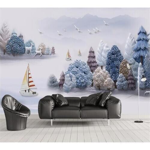 Beibehang Custom wallpaper mural photos 3D relief artistic conception landscape scenery background wall decoration painting