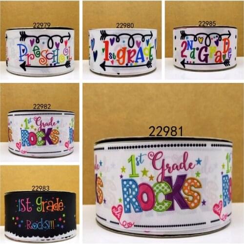 Free shipping 50 yard back to school printed grosgrain ribbon 22985