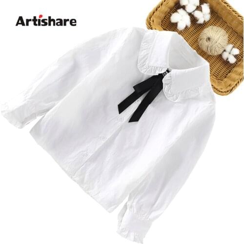 Blouses For Girls Solid Girls White Blouse Casual Style Childrens School Shirts For Girl Spring Autumn Childrens Clothing Girl