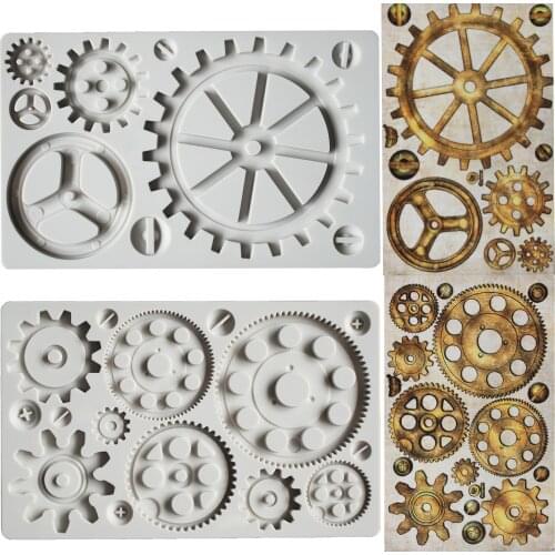 Large Gears Machine Parts Silicone Mold Fondant Cakes Decorating Molds Sugarcraft Chocolate Baking Tools For Cakes Gumpaste Form