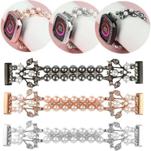 3 Leaves Pattern Bling Women Girl Wrist Loop Band Smart Strap for Fitbit Versa 3/Sense