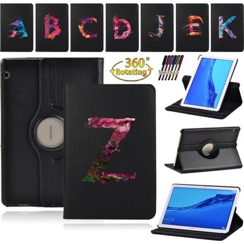 360 Degree Rotating Flip Stand Leather Case for Huawei MediaPad T3 10 9.6"/T5 10 10.1" Tablet Protective Shell + Pen
