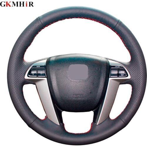 Black Artificial Leather Hand-stitched Car Steering Wheel Cover for Honda Accord 8 Crosstour Odyssey 2010-2013