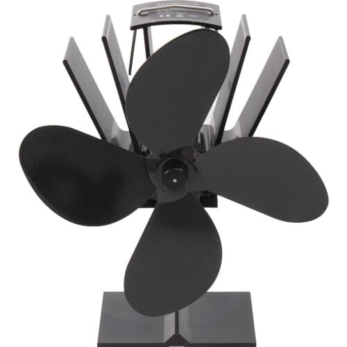 Black Fireplace 4 Blade Heat Powered Stove Fan Log Wood Burner Eco Friendly Quiet Fan Home Efficient Heat Distribution 2