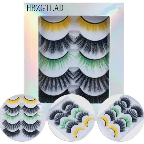 Colored black 3D Mink Hair False Eyelashes Criss-cross Wispy Cross Fluffy 20mm-25mm Lashes Extension Handmade Eye Makeup Tools