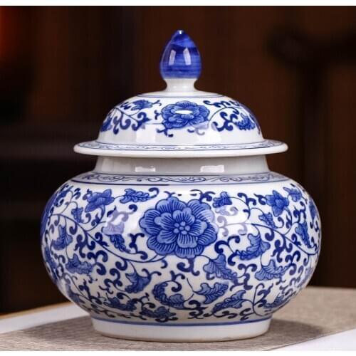 Jingdezhen Porcelain Blue And White Porcelain Tea JAR With Lid ceramic Ginger jar vase