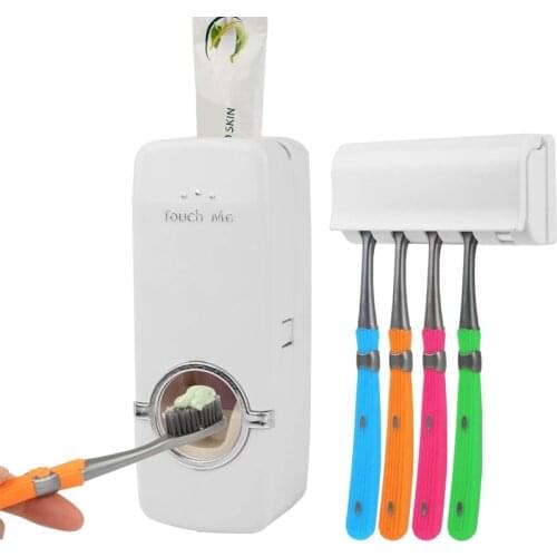 Bathroom Toothbrush Holder Automatic Toothpaste Dispenser Holder Storage Rack Wall Mount Holder Toothpaste Squeezer Accessories