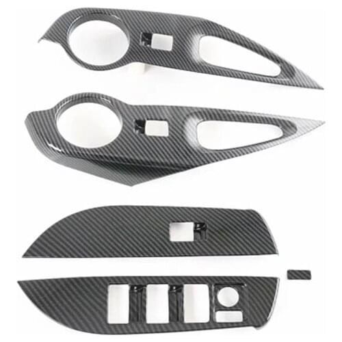 For Toyota Corolla Cross 2019-2021 Left Hand Drive 4PCS Carbon Fiber ABS Car Door Window Lift Switch Buttons Cover Car Styling
