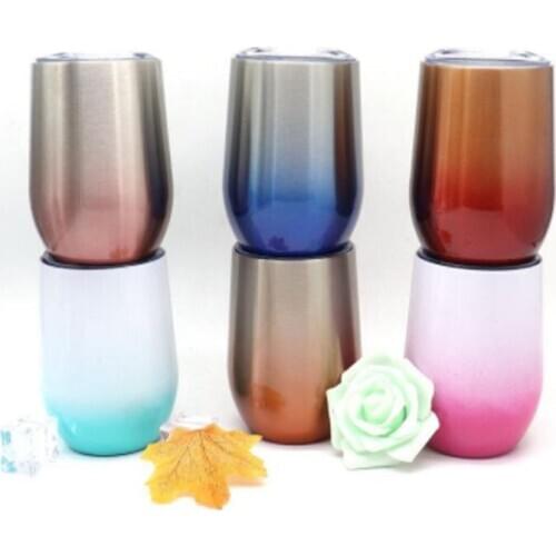 Hot Sale 12oz Gradient Color Tumbler Beer Mug Double Wall 304 Stainless Steel Wedding Gift Party Egg Shape Christmas 12 Oz 228