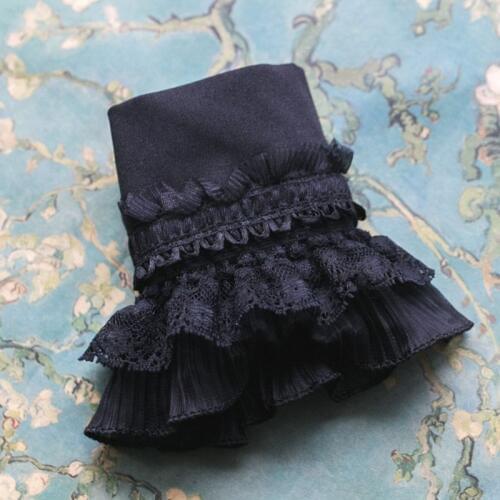 Gothic Retro Black Detachable Sleeve Fake Cuffs Multi Layer Ruffles Lace Patchwork Lolita Princess Sweater Decorative Wristband
