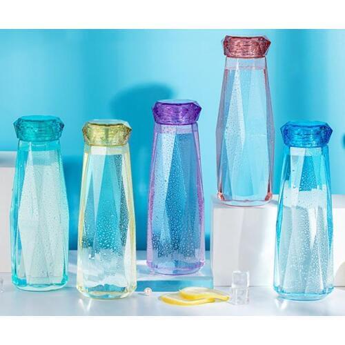 Crystal glass water bottle Creative gemstone clear bottles Cup travel sports my bottle 500ml christmas new year prsents