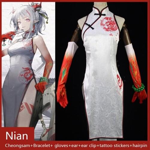 Game Arknights Nian New Year Cheongsam Cosplay Costume for Halloween Carnival Christmas Fancy Party Hand Made Suit