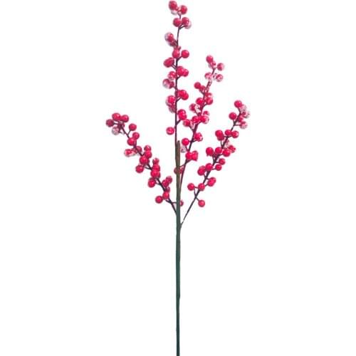 Foam Fruit Acacia Beans And Rich Red Berries Branch Length 55cm Christmas Wedding Bouquet Home Simulation 4 Fork Hanging Frost