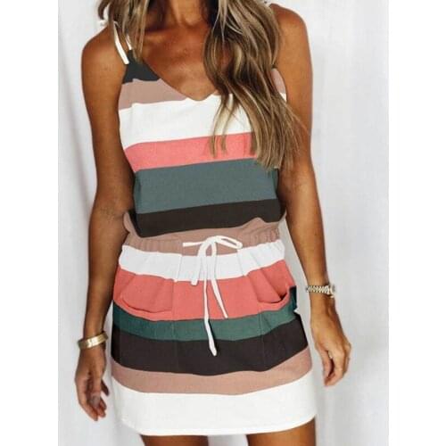 Summer Women Dress Sling Wide Striped Striped Vest Long Ladies Dress Fashion Casual Outdoor Beach Comfy Female Wear New