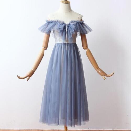 Sweetheart Tea-length A-line Tulle Off The Shoulder Contrast Color sweet Cocktail Dresses Coktail Coctail Cocktail Dress Party