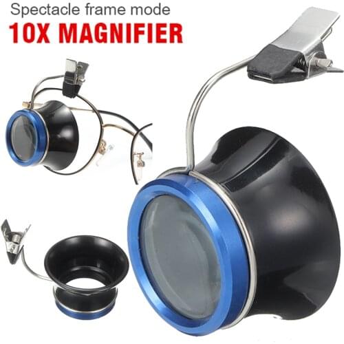 10x Monocular Magnifying Lens Jewelry Watch Magnifying Tool Portable Clip-on Eyeglass Metal Magnifier Watchmakers Repair Tool