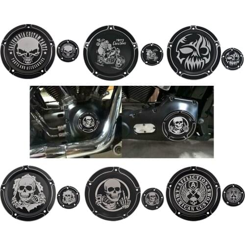 Motorcycle Aluminum Skull Head Derby Timing Engine Clutch Side Cover For Harley Touring Electra Glide Road King Dyna Softail