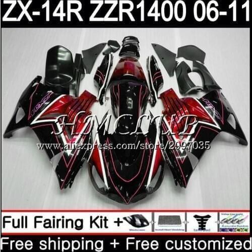 Kit For KAWASAKI NINJA ZX 14R 2006 2007 2008 2009 2010 2011 68HC.0 ZX-14R ZZR1400 ZX14R 06 07 08 09 10 11 Fairing New red black