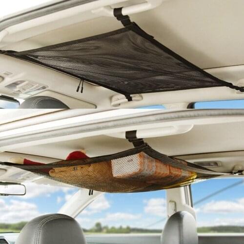 New Car Net Bag Car Roof Storage Bag Car Ceiling Mesh Storage Bag Net Roof Cargo Pocket with Zip Bag Car Accessories Interior