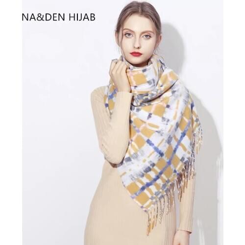 New Fashion cashmere print check plaid tassels women pashmina warm scarves Muslim hijabs shawls bandana winter scarf 8PCS/LOT