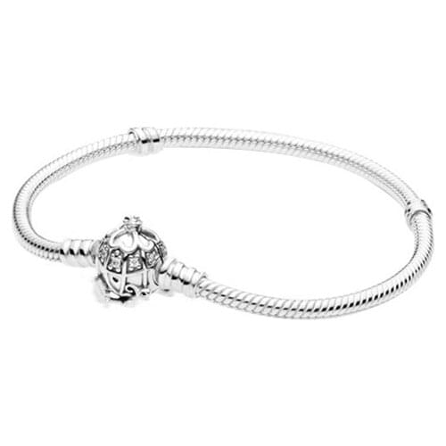 Original 925 Sterling Silver Snake Chain pandora Bracelet Shiny Crown Pumpkin Car Jewelry