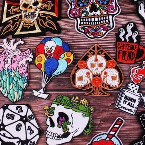 DIY Mexican Skulls Patch Embroidered Patches For Clothing Biker Embroidery Patch Punk Skull Patches Rock Badge Ironing Stickers