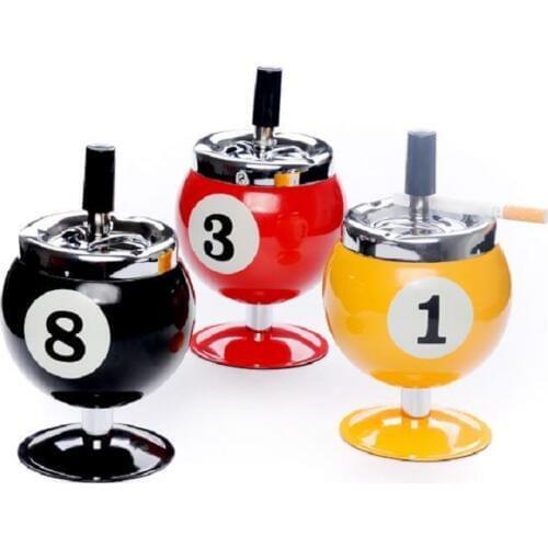 Pool Billiard Ball Design Ashtray Creative Blcak Portable Metal Ashtray For Pool House High Quality Billiards Accessories