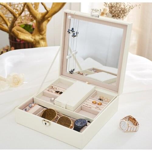 First Decorative Box Female European Princess Korean Large-capacity Lock Jewelry Necklace Ring Box Multi-Layer Dressing Case