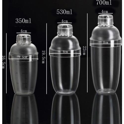 530ml Plastic Cocktail Shaker Bar Transparent PC Resin No Rust Milk Tea Cocktail Shaker