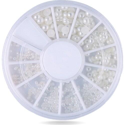2mm 3mm 4mm 3 Sizes Half Round White /Off-white Pearl Beads Nail Rhinestone DIY Nail Art Decoration Beauty Jewellery Tools