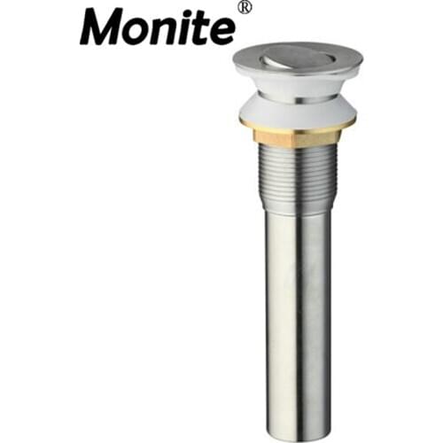 Monite Stainless Steel Floor Waste Drain Brushed Nickel Drain W/O Overflow Basin Bathroom Bath Lavatory Vessel Faucet Drain
