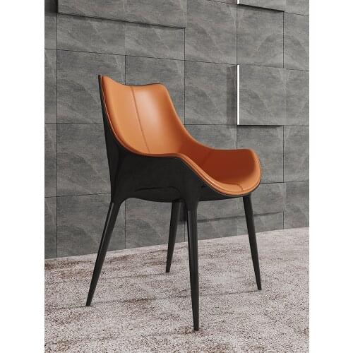 Modern simple light luxury dining chair Nordic home leather Italian minimalist designer dining chair back chair